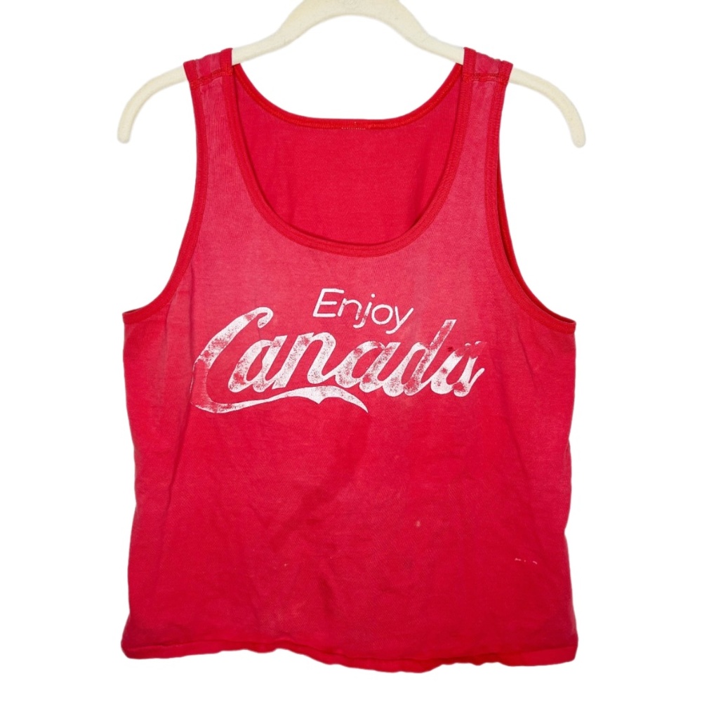 Vintage Enjoy Canada Coca Cola Branded Red Tank Top Large